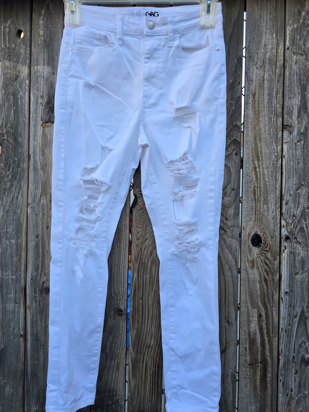 GBG Los Angeles White Distressed High Waist Skinny Jeans Size 27 - Picture 3 of 11